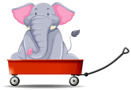 Elephant in the red wagon illustration