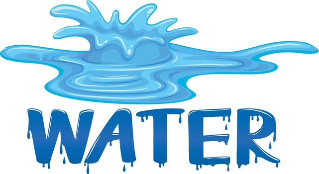 Water splash with the word water illustration