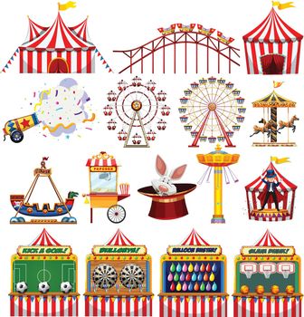 Set of carnival objects illustration