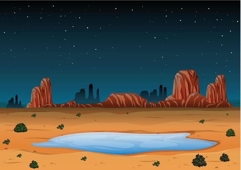 Arizona Landscape at Night Time illustration