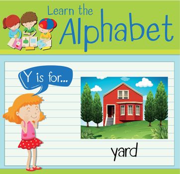Flashcard letter Y is for yard illustration
