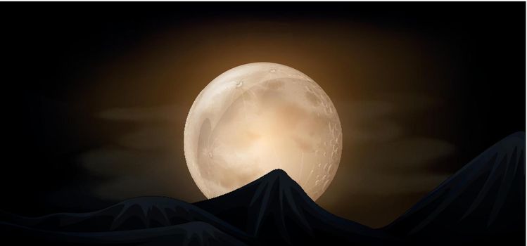 A full moon in dark night illustration