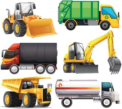 Different types of trucks illustration