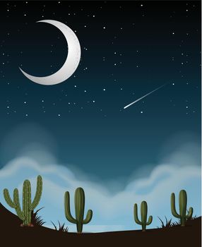 A desert at night illustration