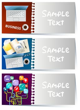 Businesscard template with business items illustration