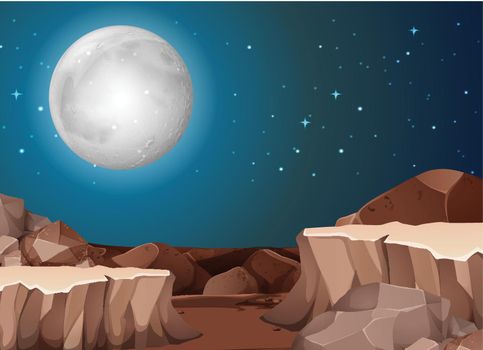 Night time desert scene illustration