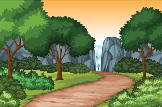 Waterfall nature scenic background illustration