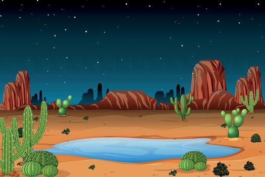 A desert scene at night illustration