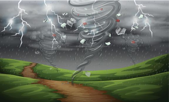 Cyclone in the nature illustration