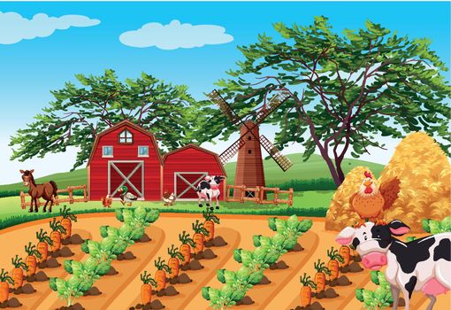 A rural farm landscape illustration