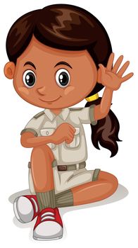 A Cute Zoo Keeper on White Background illustration