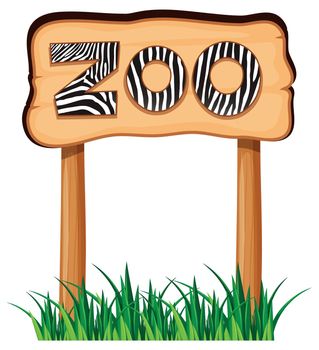 Wooden sign with word zoo illustration