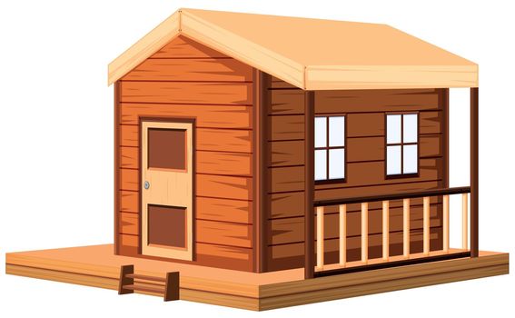 Wooden cottage in 3D design illustration