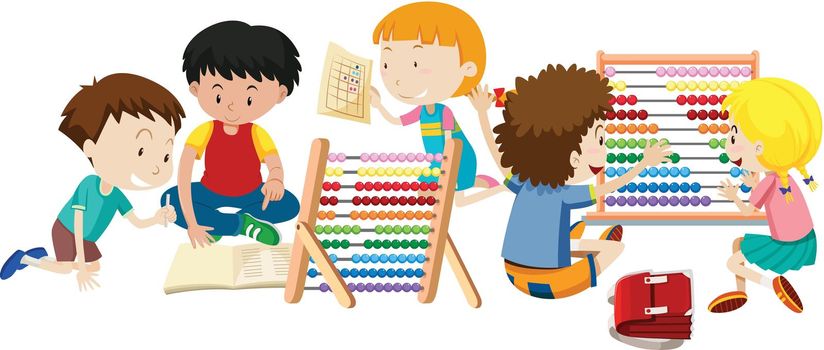 A Group of Children Learning illustration