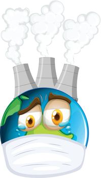 Environmental theme with earth and air pollution illustration