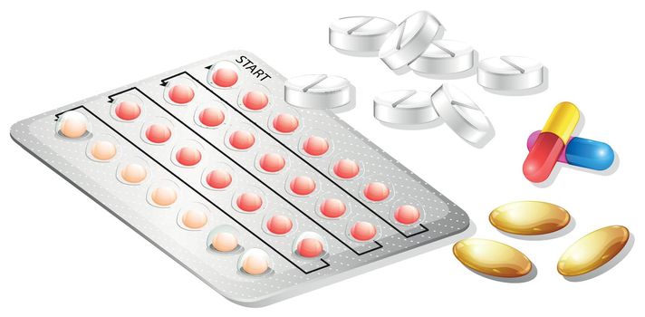 A Set of Drug and Tablet illustration