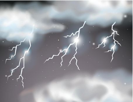 Lightning storm scene background illustration