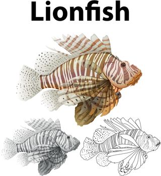 Doodle character for lionfish illustration