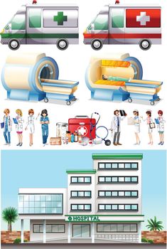 Hospital and medical elements illustration