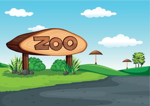 Scene of zoo without animal illustration