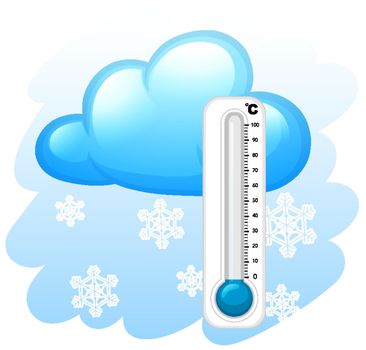Thermometer with snowflakes background illustration
