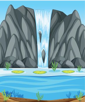 A simple waterfall scene illustration