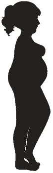 Silhouette of overweight woman on white background illustration