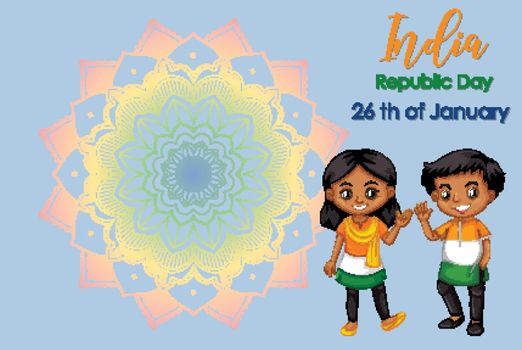 India republic day poster design with happy boy and girl illustration