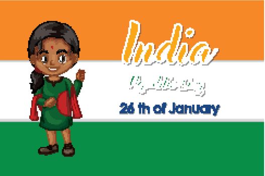 India republic day poster design with happy girl illustration