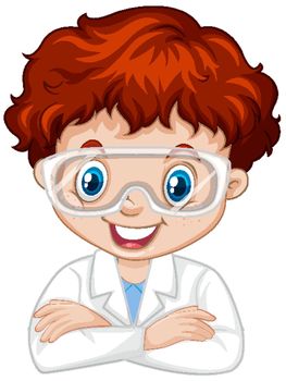 Boy in science gown on white background illustration