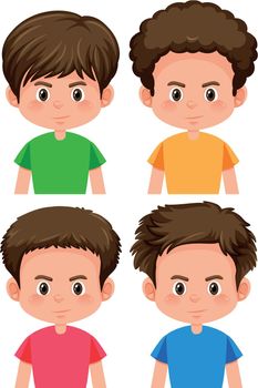Set of boy different hairstyle illustration