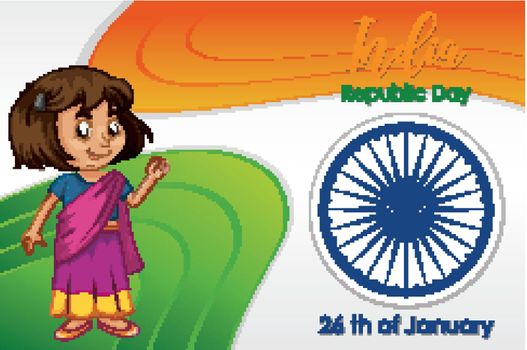India republic day poster design with happy girl illustration