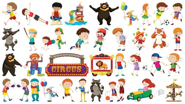 Set of kid and circus illustration