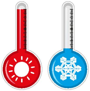 Two thermometers for hot and cold weather illustration