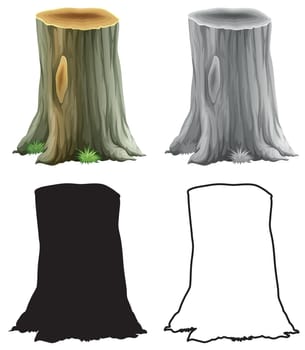 Set of tree stump illustration