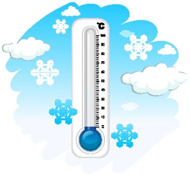 Thermometer and cold winter illustration