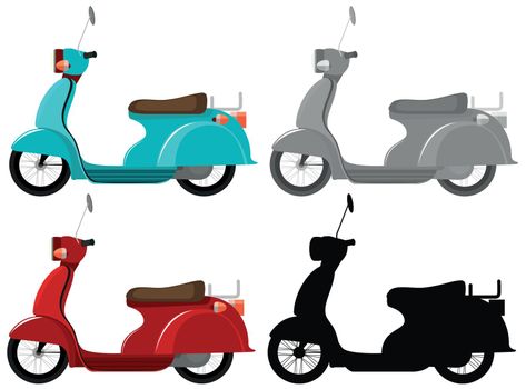 Set of classic scooter illustration
