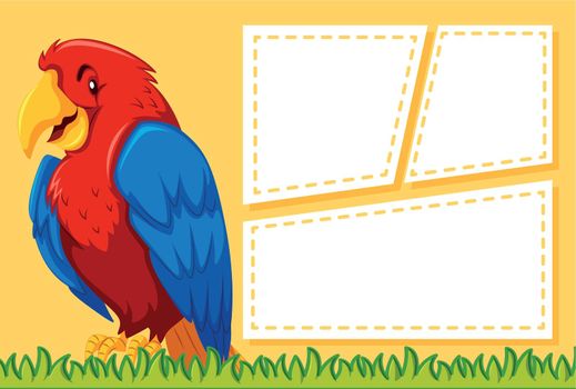 A parrot on blank note illustration
