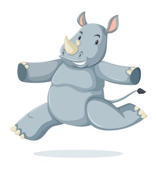 A happy rhinoceros character illustration