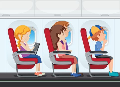 Passenger on the plane illustration