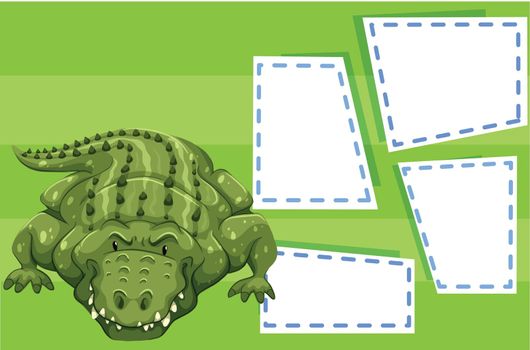 A crocodile on blank template illustration