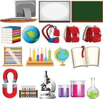 Set of school learning element illustration