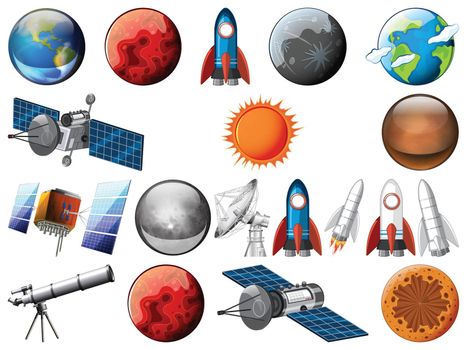 Set of space object illustration