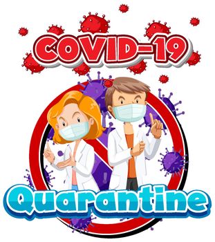 Poster design for coronavirus theme with doctors wearing mask illustration