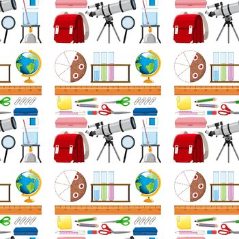 Seamless background design with school items illustration