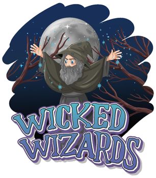 Wicked wizards logo on white background illustration