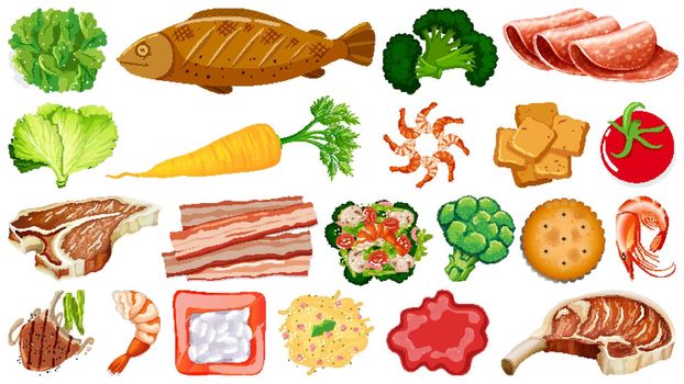 Set of fresh food ingredients illustration