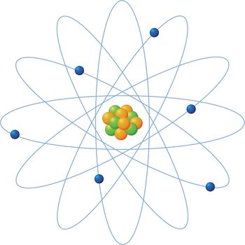 Illustration of atom structure on white