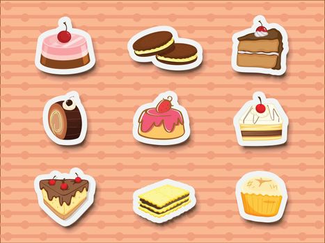 Collection of sweets and dessert stickers