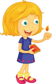 Illustration of a girl lighting a match